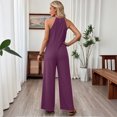thumbnail image 5 of JULMCOMO Jumpsuits for Women Halter Sleeveless Comfy Baggy Overalls Wide Leg Pleated Casual Vacation Summer Jumpsuits Dark Purple XL, 5 of 5