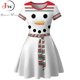 thumbnail image 2 of Vestido de Navidad con estampado de muñeco de nieve blanco para mujer, manga corta, elegante, Vintage, fiesta, bata, ropa informal para mujer, nuevo, 2 of 5