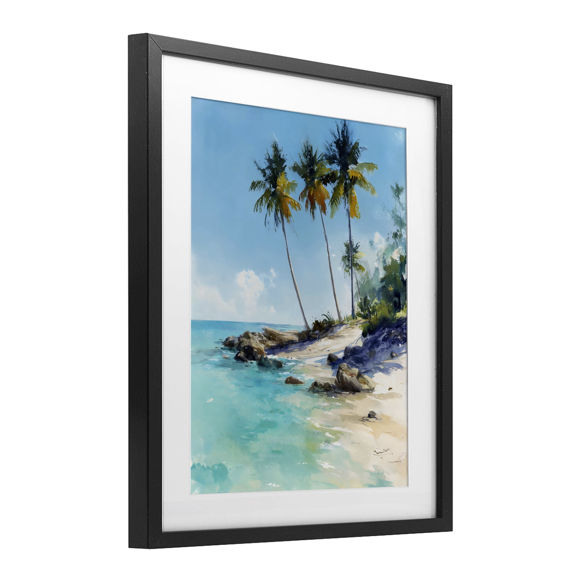 Stupell Industries Rocky Tropical Shore Black Framed Print Under Glass, design by Franklyn Gregory
