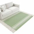 thumbnail image 4 of Sage Green Washable Area Rug 3'x5', Farmhouse Sage Green White Striped Woven Cotton Tassels Kitchen Rugs, Non Slip Indoor Door Mat Throw Carpet for Entryway Living Room Nursery Laundry Room, 4 of 9