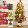 thumbnail image 5 of FOLDLIFE 4.5ft Flocked Potted Christmas Tree with Berry Clusters and Red Berrie, Pre-Lit Artificial Christmas Tree with 108 Warm White LED Lights and 8 Lighting Modes,Vintage Potted Base, 5 of 6