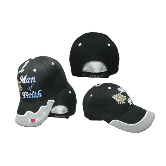 Bible Man of Faith Jesus God Black Embroidered Cap Hat CAP832 (TOPW)