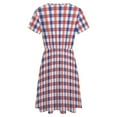 thumbnail image 5 of White Red Blue Tartan Plaid Sundress Short Sleeve Dress Summer Women Clothes Dress for Women Dresses, 5 of 7