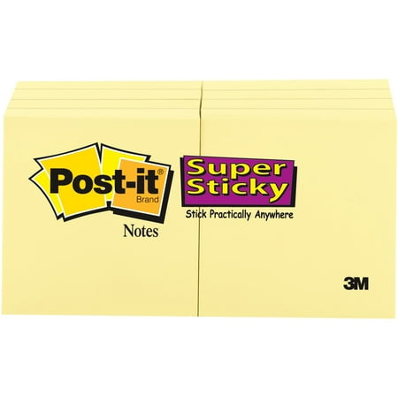 Post it Super Sticky Notes, 2 x 2, Canary Yellow, 90/Pad, 8 Ct ...