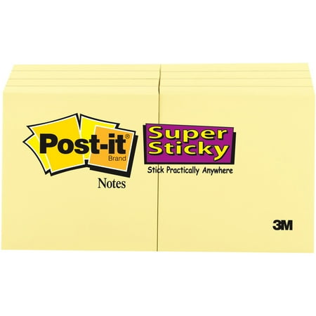 - Post it Super Sticky Notes, 2 x 2, Canary Yellow, 90/Pad, 8 Ct