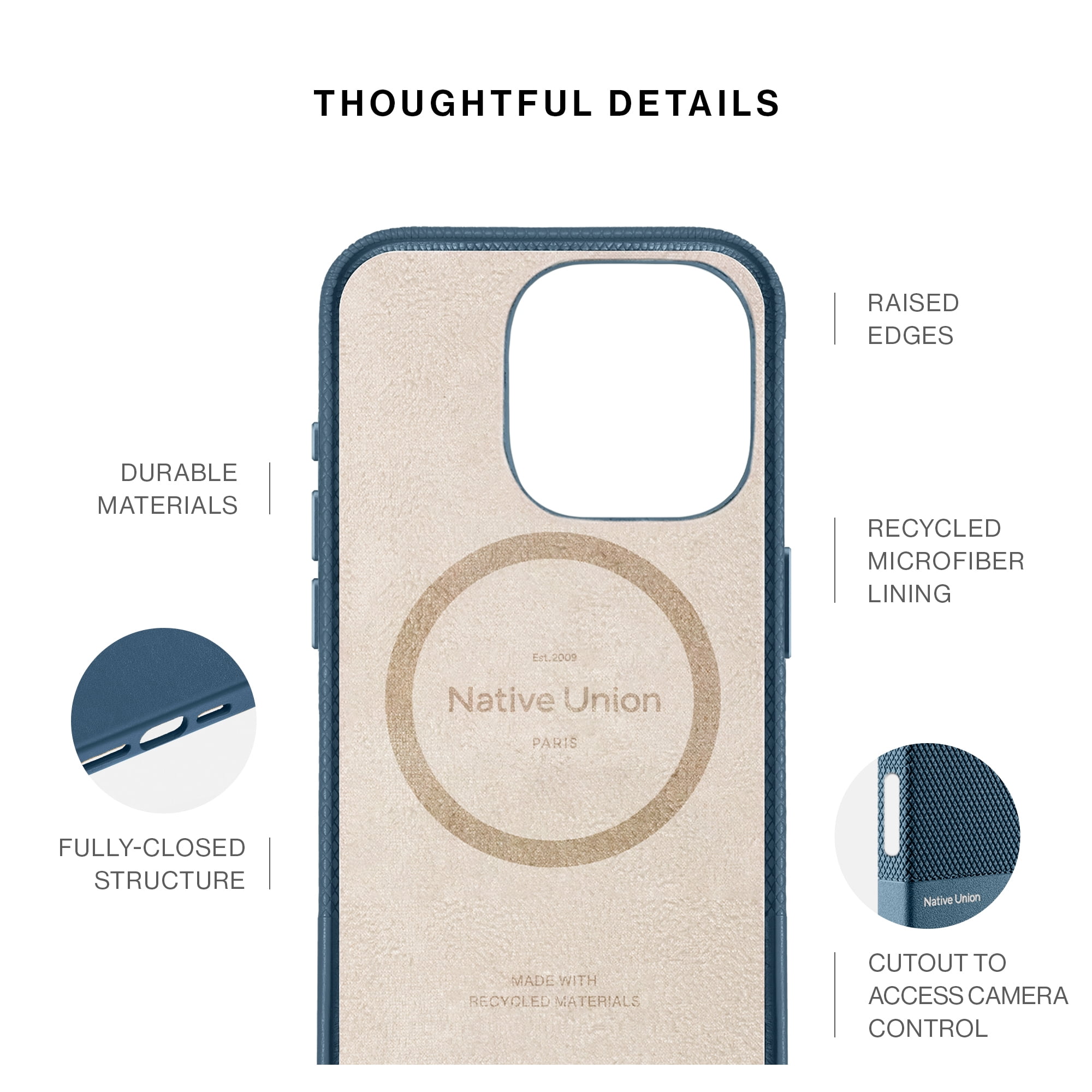 Native Union (Re)Classic Case 3.0 – 6ft Drop Protection – Compatible with iPhone 16 Pro (Navy)