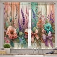 thumbnail image 4 of Ambesonne Floral Valance & Curtain 3 Pcs Set, Modern Plaid Tribals Flowers, 55"x36", Blush Lavender Seafoam, 4 of 7