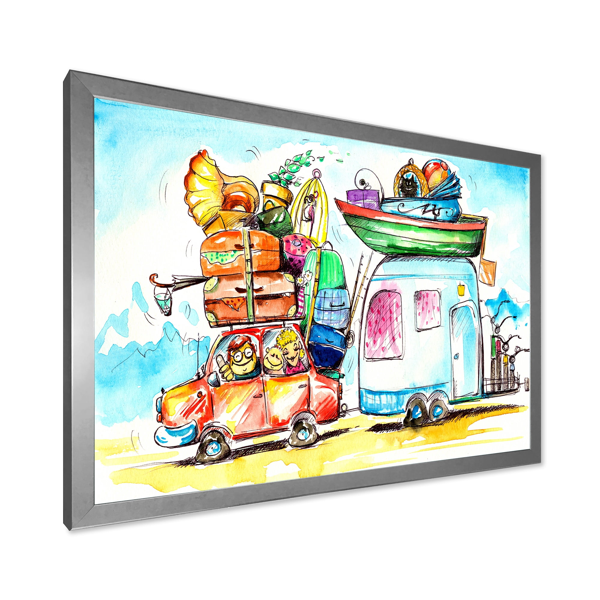 Designart 'Caravans With Family Travel' Farmhouse Framed Art Print