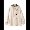 thumbnail image 1 of Gabardina con Capucha para Mujer, Chaqueta con Solapa y Botones, Cortavientos de Longitud Media con Bloques de Color Albaricoque XXL, 1 of 6