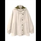 thumbnail image 1 of Gabardina con Capucha para Mujer, Chaqueta con Solapa y Botones, Cortavientos de Longitud Media con Bloques de Color Albaricoque XXXL, 1 of 6