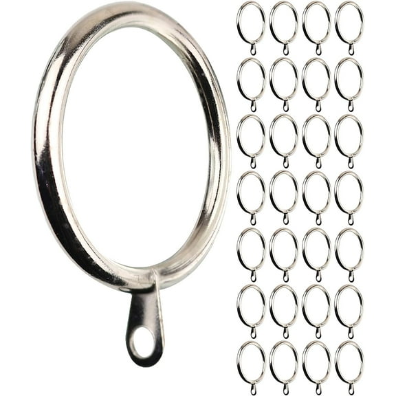MERIVILLE 28 pcs Satin Nickel 2-Inch Inner Diameter Metal Curtain Rings with Eyelets
