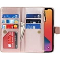 thumbnail image 5 of iPhone 12 Pro Max Phone Case Wallet for Women Men with Credit Card Holder, iPhone 12 Pro Max Crossbody Case with Strap Shoulder Lanyard, Zipper Pocket PU Leather Cases,6.7 Inch Rosegold, 5 of 7