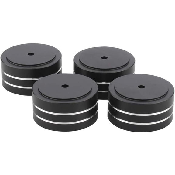 Shock Absorber For HiFi Speaker Isolation, Audio Performance Enhancement With Vibration Reduction, 4 Pieces Black Aluminum Subwoofer Isolator With Anti-skid Rubber Ring