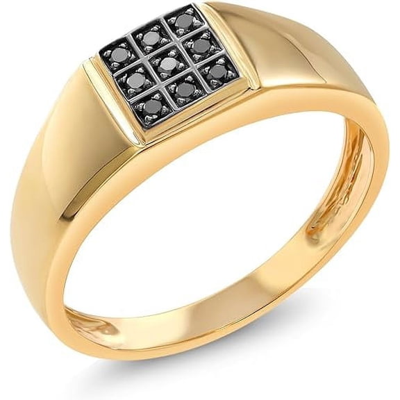 Divine Creation 1.10 Ct Round Cut Black Diamond Wedding Engagement Ring 14K Yellow Gold Plated 925 Sterling Silver For Men's -4.5
