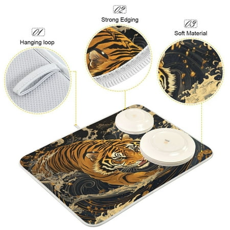 

BZSMCE Dish Drying Mat Surging Fury Pattern Design Drying Mats