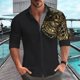 thumbnail image 1 of Camisa de manga larga con botones para hombre Camisa de solapa dorada de moda Suave cómoda Ligera Diseño de diseñador Nueva talla grande, 1 of 6
