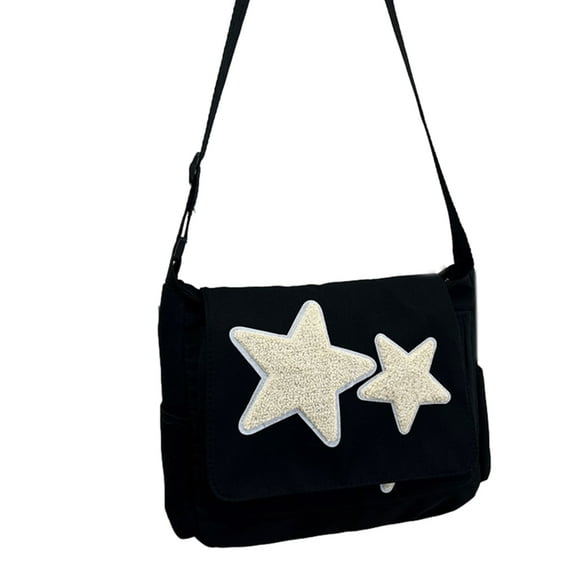 TIERPOP Canvas Crossbody Bag for Teen Student Versatile Shoulder Bag Large Capacity Messenger Bag Travel Bags with Star Pattern