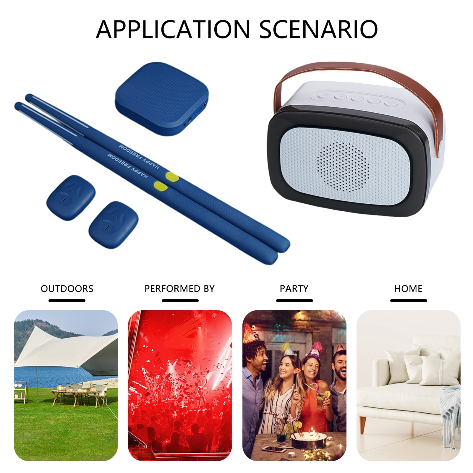 Portable Electric Air Drum Set Virtual Air Drum with Drumsticks 3D Motion Sensing Air Drum for Beginners, Children