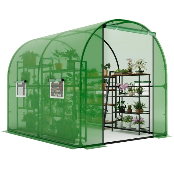8.2x6.6x6.6 ft Premium Greenhouse for Outdoors,Upgraded Portable Walk-in Heavy Duty Frame Large Garden Plant Hot Outside Hoop House,Green