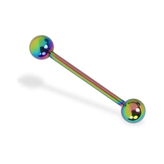 Titanium Anodized Industrial Straight Barbell, 14 Ga,1" (25Mm) Long,Rainbow