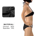 thumbnail image 5 of Fashion Women's Lace Splicing Halter Padding Tank Bikini Set, Black, 5 of 5