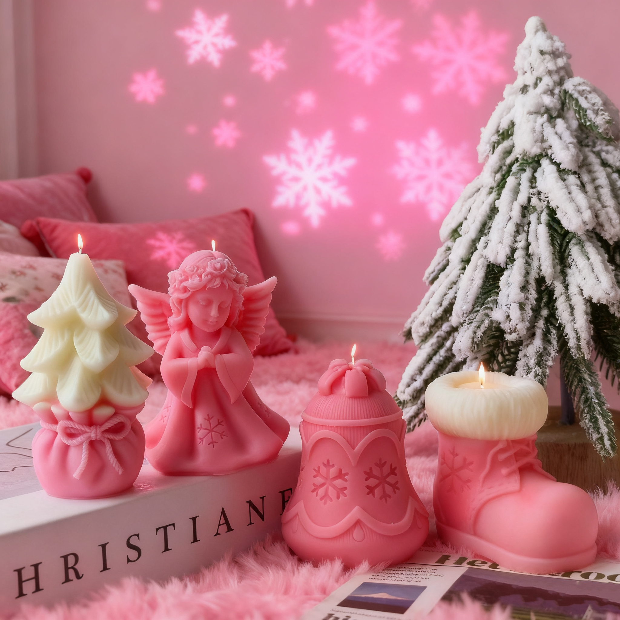 3D Christmas Scented Candle Decorations Silicone Molds DIY Christmas Eight-Piece Set Plaster Molds for Home Decoration