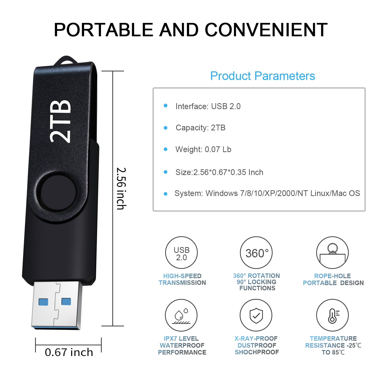 Large Capacity External Drive USB 3.0 Drive Storage Data for Computer/Laptop