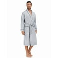 thumbnail image 3 of MAYFISH Men's Pure Cotton Robe, Lightweight and Soft, Long Summer Sleepwear 100% Cotton Robe with Pockets (Grey, 2XL), 3 of 5