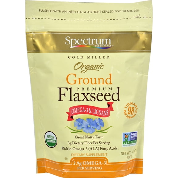 Spectrum Essentials Organic Ground Premium Flaxseed Omega-3 Dietary Supplement, 14 oz