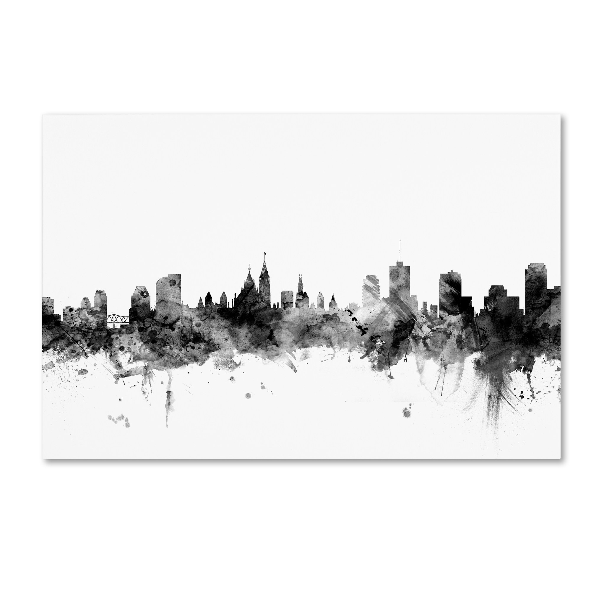 Trademark Fine Art "Ottawa Canada Skyline B&W" Canvas Art by Michael Tompsett