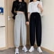 thumbnail image 2 of Pantalón deportivo gris para mujer, artículo de otoño, forro de lana informal negro, pantalón deportivo de primavera., 2 of 5