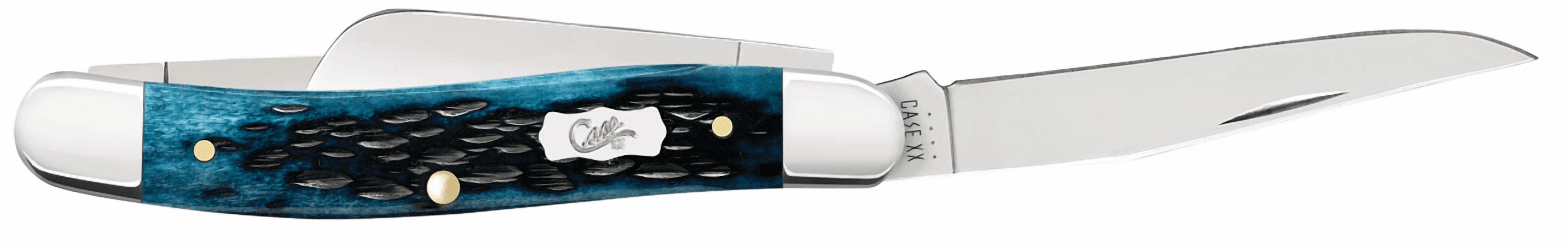 Case XX Knives Stockman Peach Seed Mediterranean Blue Bone Stainless Pocket Knife