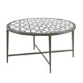 thumbnail image 1 of Benjara Table Basse Ronde en Verre avec Base en Métal, Argent, 1 of 2