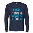 thumbnail image 2 of Wild Bobby, Fish More Work Less Pro Fishermen, Fishing, Men Long Sleeve Shirt, Vintage Heather Navy, Large, 2 of 4