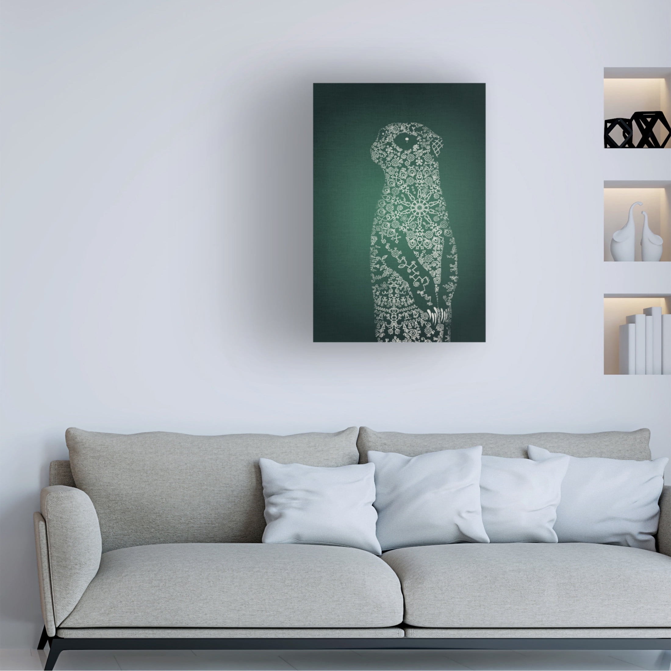 Canvas Wall Art - Ema Paraschiv 'The Emerald Meerkat' Wall Art for Living Room, Bedroom, or Office Décor by Trademark Fine Art - 30 x 47 Inches