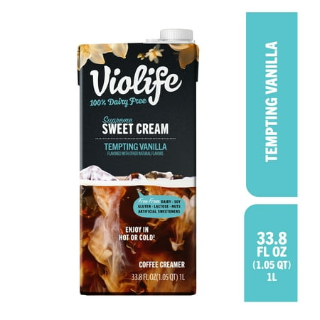 Violife Supreme Sweet Cream Vanilla Coffee Creamer, Dairy-Free, 1L (33.8oz)