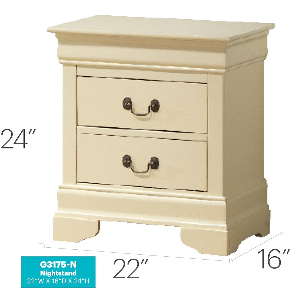 Glory Furniture Louis Phillipe Night Stand in Beige Color