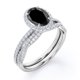 thumbnail image 3 of JeenMata Juego de Novia con Forma de Infinito Retorcido de Diamante Negro Cultivado en Laboratorio de 1,75 Quilates y Moissanita Engastado con Halo Pavé en Baño de Oro Blanco de 18 K sobre Plata, 3 of 6