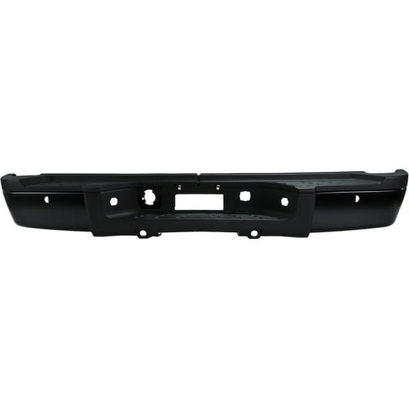 Step Bumper Compatible with CHEVROLET SILVERADO/SIERRA 2500 HD/3500 HD 2007-2010 Assembly Powdercoated Black Steel with Parking Aid Sensor Holes Single Rear Wheel Fleetside