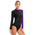 thumbnail image 4 of Oyolan Gymnastics Leotard for Women Long Sleeve Shiny Rhinestones Dance Ballet Unitard Bodysuit Dancewear Purple L, 4 of 6