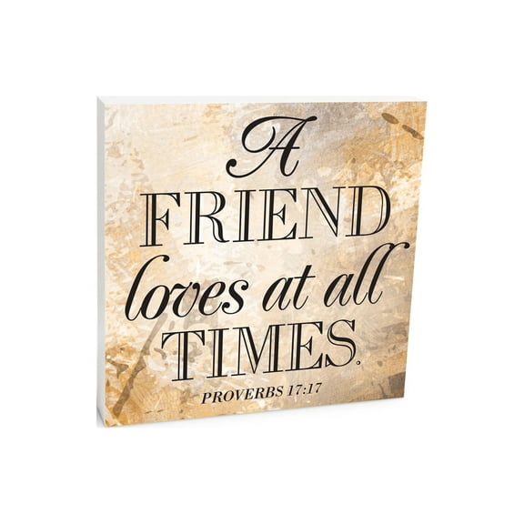 Friend Loves All Times Marbled Cream 10 x 10 Wood Tabletop Sign Plaque