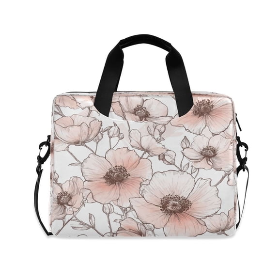 16inch Laptop Briefcase, Business Laptop Bag with Detachable Strap & Padded Compartment, Water-Resistant Polyester,Floral