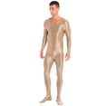thumbnail image 5 of iEFiEL Mens Shiny Smooth Jumpsuit Long Sleeve Full Body Length Bodysuit for Fitness Workout, 5 of 7