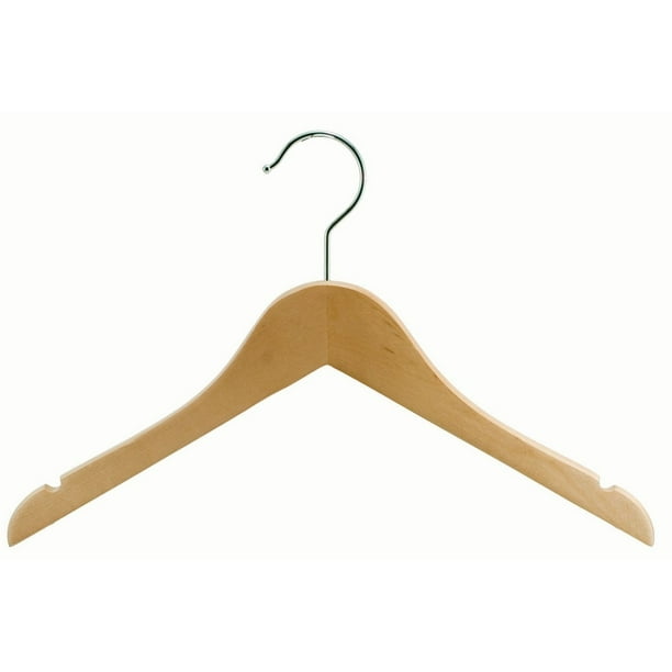 International Hanger Wooden Junior Top Hanger Natural Finish With Chrome Hardware Box Of 50 Walmart Com Walmart Com