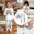 thumbnail image 2 of Yuncity Girls Pajamas Halloween Printed Hand Drawn Long Sleeve Sleepwear Loungewear 2 Piece Outfit For Daily Lounging Size 3-4 Years White, 2 of 8