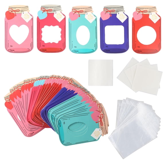 Pack of 50 Valentines Card for Kids Candy Pouches Exchange Card for Classroom Gift Suitable for School and Party Use