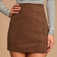 thumbnail image 2 of Annhoo Womens Corduroy Skirts Casual High Waist Side Button Mini Skirt Fashion Solid Color A-Line Slim Skirt, 2 of 9