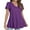 Purple, variant on Womens Summer Blouses V Neck Loose Dressy Shirts Petal Short Sleeve Plus Size Tunic Tops