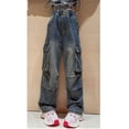 thumbnail image 6 of KAUOD Baggy Cargo Jeans for Teen Girls Y2K Cargo Pants High Elastic Waist Wide Leg Jeans Hip Hop Girls Denim Pants Loose Fit, 6 of 9