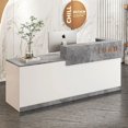 thumbnail image 1 of Pulpitos Small Reception Modern Office Desk White Bar Table Mobile Checkout Counter Retail Laudry Cabinet Bureau Shop Furniture My Lux Decor Round, 1 of 27